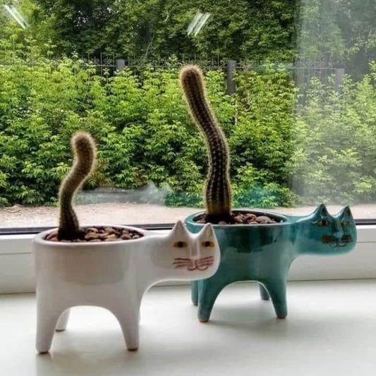 Cute Cat Tail Ceramic Flower Pot