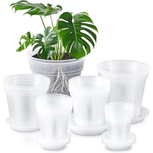 24-Piece Clear Nursery Pots Set with Drainage