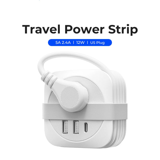 Travel Power Strip with USB-C &amp; USB Ports