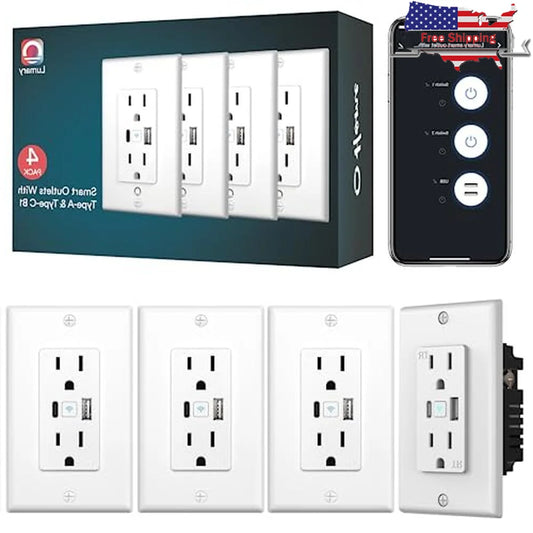 Smart In-Wall Outlet with Type-C