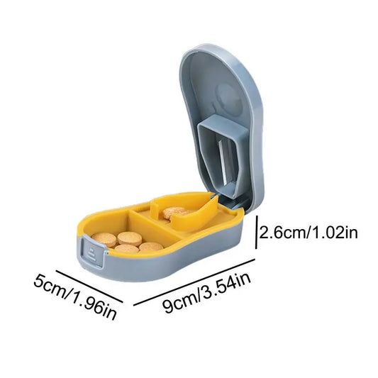 Portable Pill Dispenser &amp; Tablet Splitter with Stainless Steel Cutter