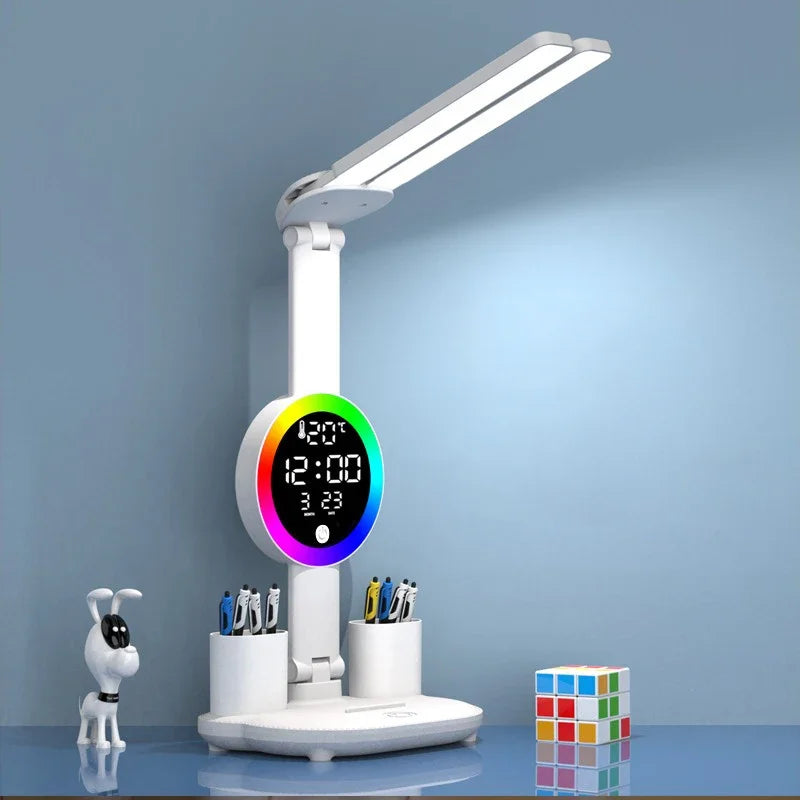 Rechargeable LED Table Lamp with Clock Display