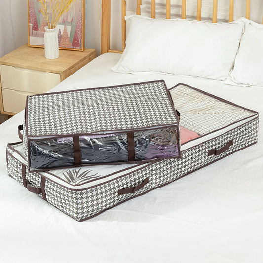 Underbed Storage Bag with Clear Window and Double Zipper Closure