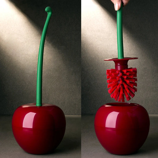 Cherry-Shaped Toilet Cleaning Brush with Holder