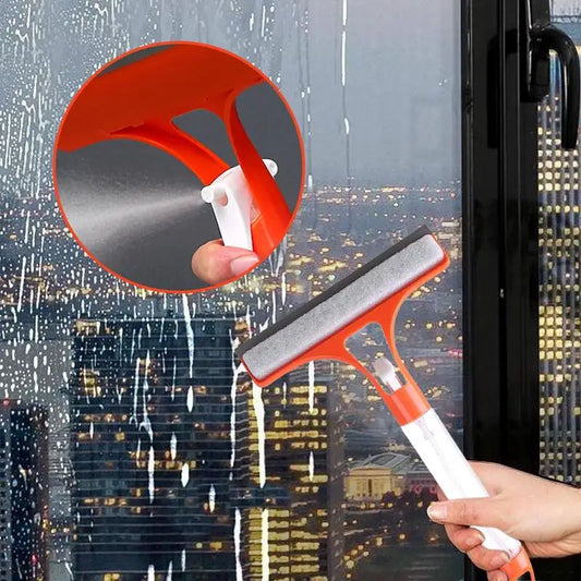 2-in-1 Telescopic Window Cleaner with Squeegee &amp; Spray Function