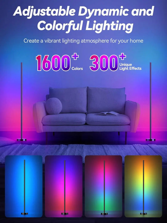 Corner LED Floor Lamp with 16M Colors &amp; Music Sync