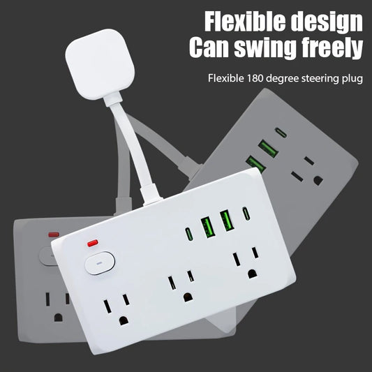 US Plug 6-Outlet Power Strip with USB